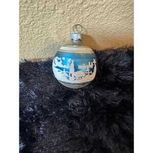 Vintage Shiny Bright Glass Christmas Ornament With Nativity Scene Design